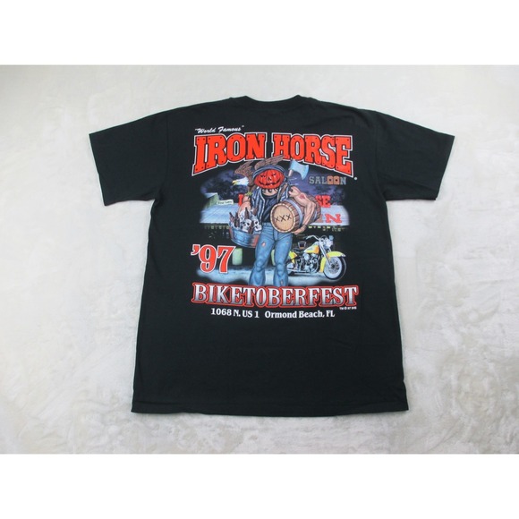 Anvil Other - VINTAGE Iron Horse Saloon Shirt Mens Large Black Pumpkin Biketoberfest 97*